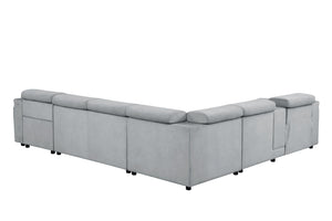 English Elm Harvey Modern power recliner sleeper sectional with storage chaise, adjustable headrests, cupholders and hidden compartments Gray B009S01607