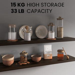 English Elm Ecco 47" Dark Oak Floating Shelves Set of 2 — Hidden Brackets, Sturdy Particleboard, Modern Wall Storage B070P368048