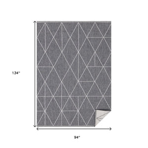 HomeRoots 5' Gray and White Geometric Area Rug - Modern Design, Durable, Stain-Resistant, Perfect for High-Traffic Homes 8' X 11' 661301