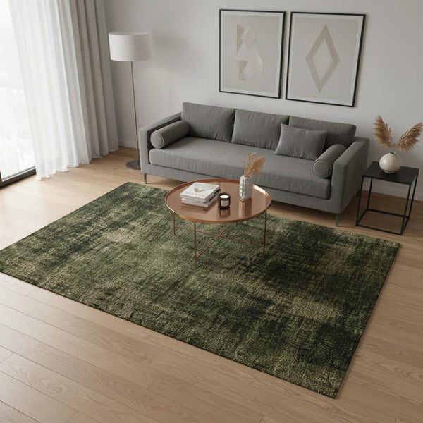 HomeRoots 5' Modern Green and Taupe Abstract Area Rug - Durable, Stain-Resistant Design for Busy Homes 5' X 8' 661305