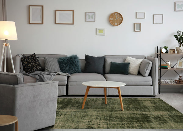 HomeRoots 5' Modern Green and Taupe Abstract Area Rug - Durable, Stain-Resistant Design for Busy Homes 5' X 8' 661305