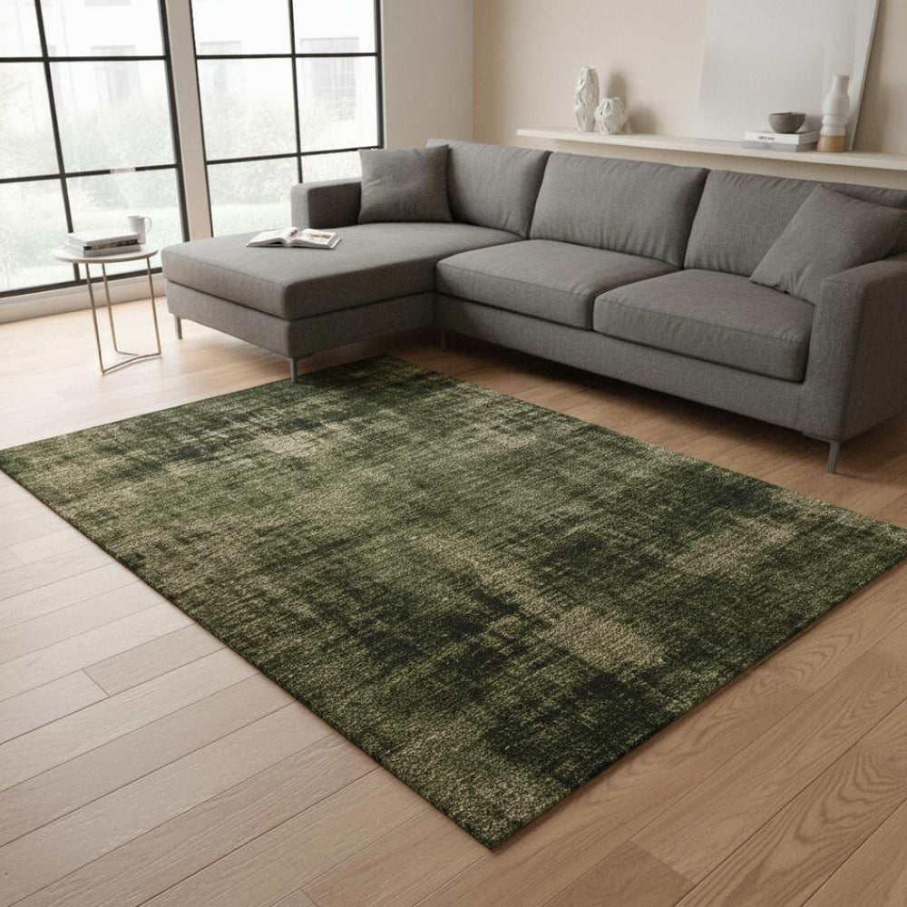 HomeRoots 5' Modern Green and Taupe Abstract Area Rug - Durable, Stain-Resistant Design for Busy Homes 7' X 10' 661306