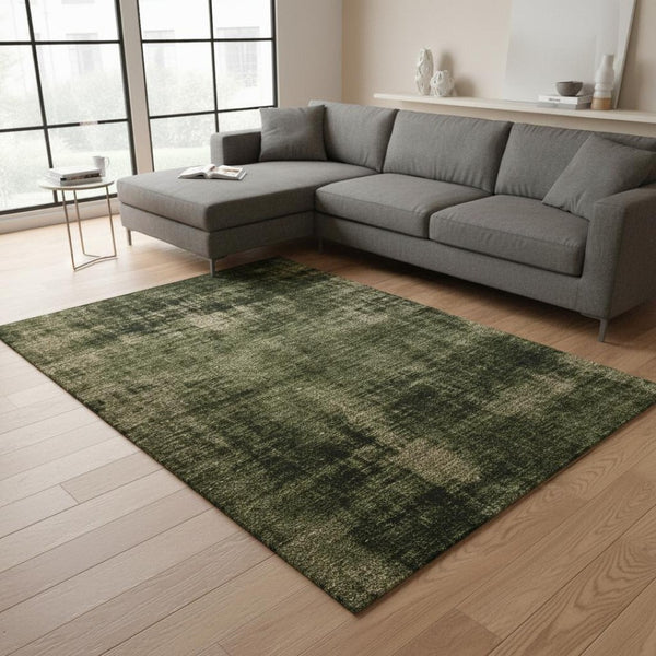 HomeRoots 5' Modern Green and Taupe Abstract Area Rug - Durable, Stain-Resistant Design for Busy Homes 7' X 10' 661306