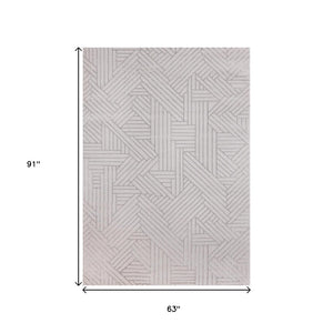 HomeRoots 5' Gray and Beige Geometric Area Rug - Stylish, Durable Design for Living Rooms, Bedrooms, and More 5' X 8' 661310