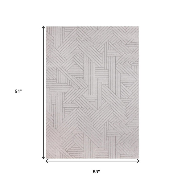 HomeRoots 5' Gray and Beige Geometric Area Rug - Stylish, Durable Design for Living Rooms, Bedrooms, and More 5' X 8' 661310