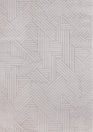 HomeRoots 5' Gray and Beige Geometric Area Rug - Stylish, Durable Design for Living Rooms, Bedrooms, and More 5' X 8' 661310