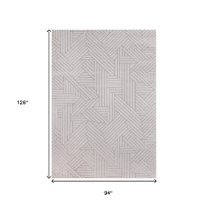 HomeRoots 5' Gray and Beige Geometric Area Rug - Stylish, Durable Design for Living Rooms, Bedrooms, and More 8' X 11' 661311
