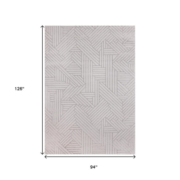 HomeRoots 5' Gray and Beige Geometric Area Rug - Stylish, Durable Design for Living Rooms, Bedrooms, and More 8' X 11' 661311