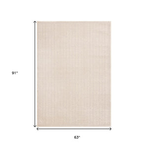 HomeRoots 5' Beige and Cream Chevron Area Rug - Stylish, Stain-Resistant, Durable Design for Modern Living Spaces 5' X 8' 661312