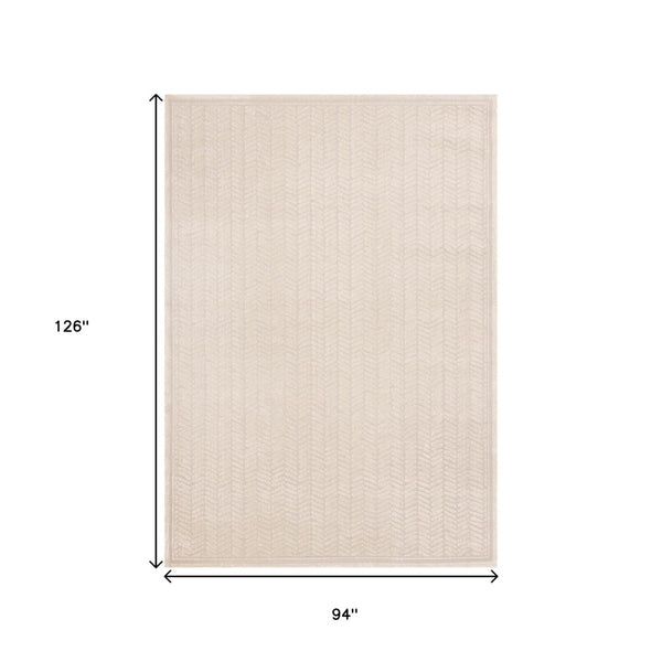 HomeRoots 5' Beige and Cream Chevron Area Rug - Stylish, Stain-Resistant, Durable Design for Modern Living Spaces 8' X 11' 661313