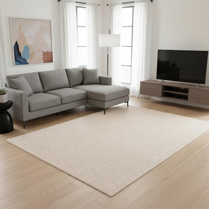 HomeRoots 5' Beige and Cream Chevron Area Rug - Stylish, Stain-Resistant, Durable Design for Modern Living Spaces 8' X 11' 661313