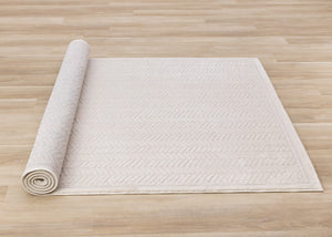 HomeRoots 5' Beige and Cream Chevron Area Rug - Stylish, Stain-Resistant, Durable Design for Modern Living Spaces 8' X 11' 661313