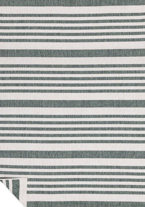 HomeRoots 5' Green and Ivory Striped Area Rug - Stylish, Durable Design for Modern Homes and High-Traffic Areas 5' X 8' 661314