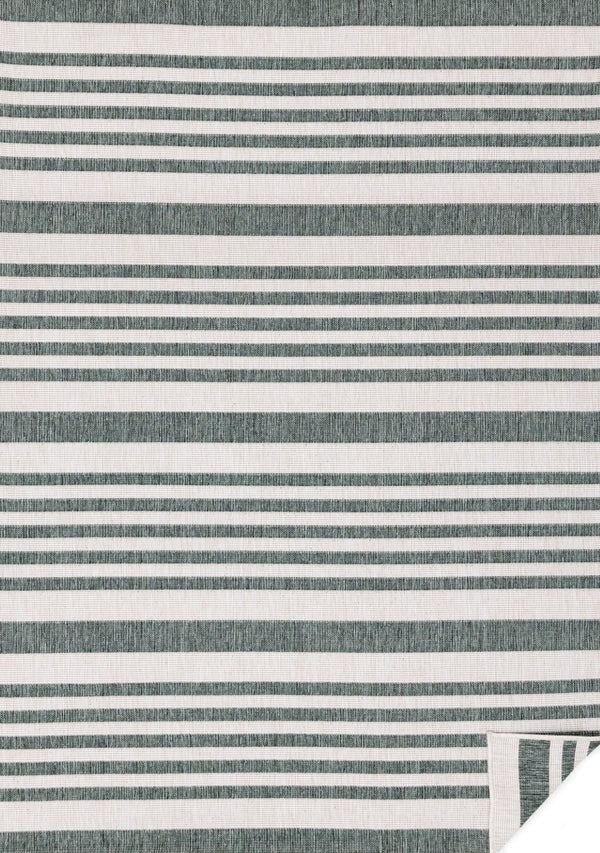 HomeRoots 5' Green and Ivory Striped Area Rug - Stylish, Durable Design for Modern Homes and High-Traffic Areas 5' X 8' 661314