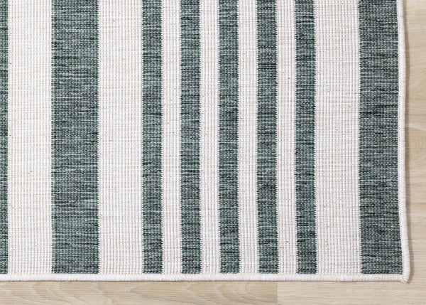 HomeRoots 5' Green and Ivory Striped Area Rug - Stylish, Durable Design for Modern Homes and High-Traffic Areas 5' X 8' 661314