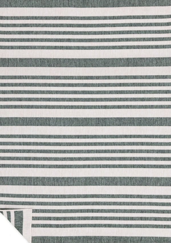 HomeRoots 5' Green and Ivory Striped Area Rug - Stylish, Durable Design for Modern Homes and High-Traffic Areas 8' X 11' 661315