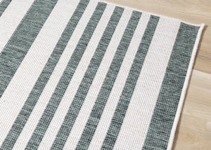 HomeRoots 5' Green and Ivory Striped Area Rug - Stylish, Durable Design for Modern Homes and High-Traffic Areas 8' X 11' 661315