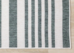 HomeRoots 5' Green and Ivory Striped Area Rug - Stylish, Durable Design for Modern Homes and High-Traffic Areas 8' X 11' 661315