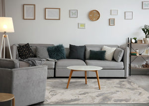 HomeRoots 5' Modern Cream and Gray Abstract Area Rug - Soft, Durable Design for High-Traffic Living Spaces 5' X 8' 661316