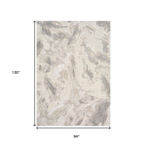 HomeRoots 5' Modern Cream and Gray Abstract Area Rug - Soft, Durable Design for High-Traffic Living Spaces 8' X 11' 661317