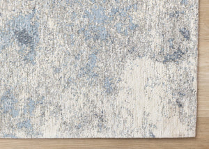 HomeRoots 5' Cream and Blue Abstract Area Rug - Modern Design, Durable, Stain-Resistant, Perfect for High-Traffic Areas 5' X 8' 661318