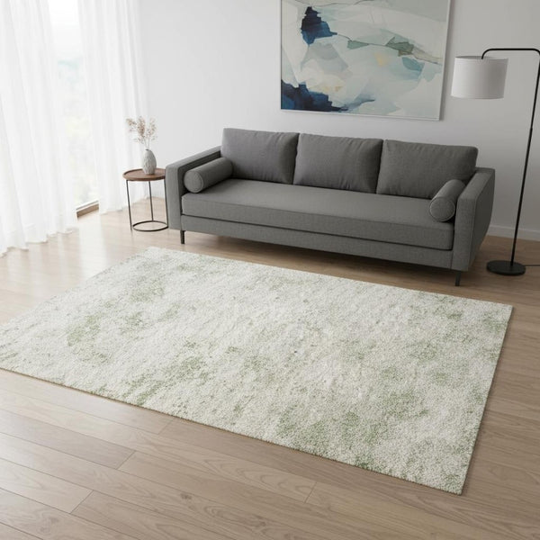 HomeRoots 5' Modern Abstract Cream and Green Area Rug – Stylish, Durable, Stain-Resistant for Busy Homes 5' X 8' 661320