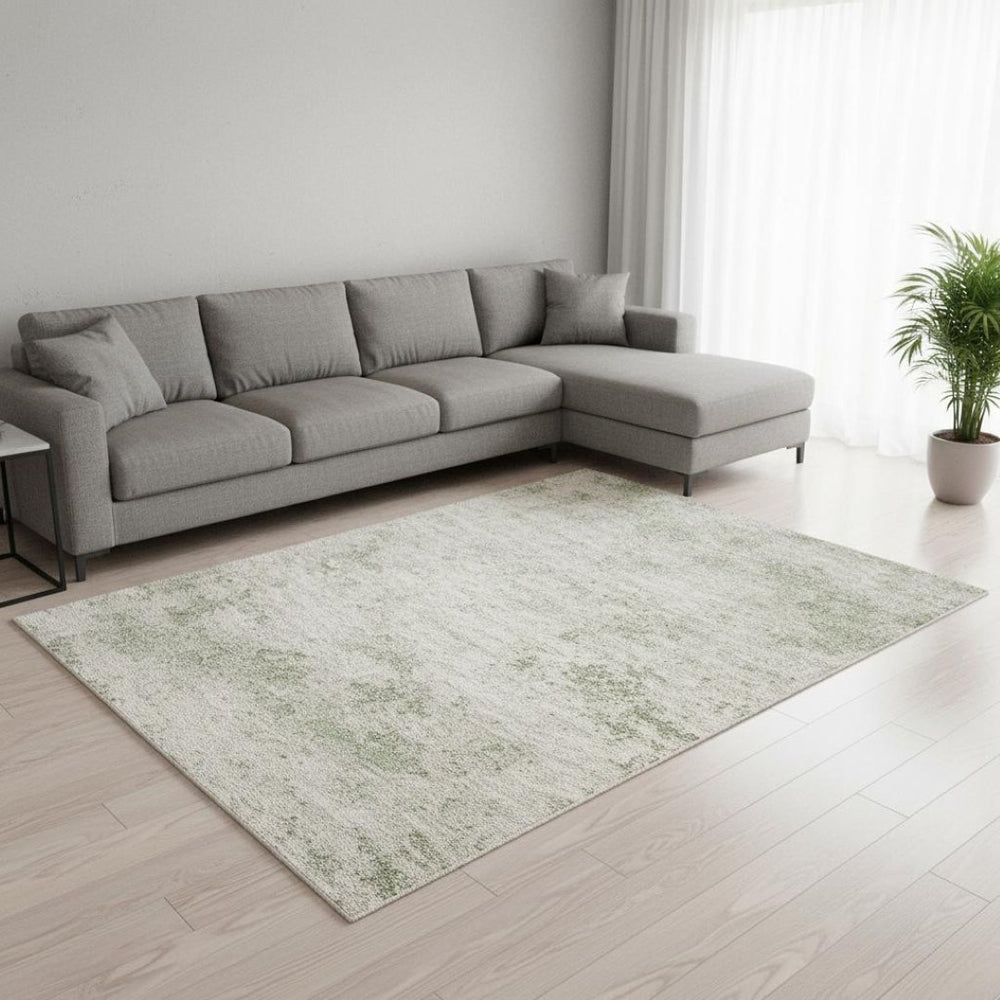 HomeRoots 5' Modern Abstract Cream and Green Area Rug – Stylish, Durable, Stain-Resistant for Busy Homes 8' X 11' 661321
