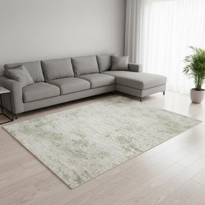 HomeRoots 5' Modern Abstract Cream and Green Area Rug – Stylish, Durable, Stain-Resistant for Busy Homes 8' X 11' 661321