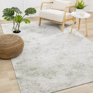 HomeRoots 5' Modern Abstract Cream and Green Area Rug – Stylish, Durable, Stain-Resistant for Busy Homes 8' X 11' 661321