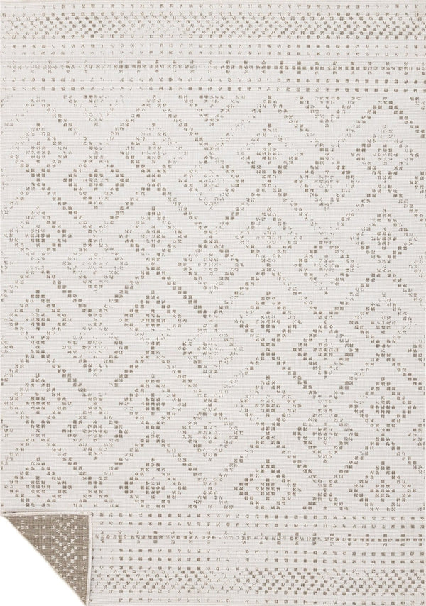 HomeRoots 5' Taupe and Cream Geometric Area Rug - Modern Style, Durable, Stain-Resistant for High-Traffic Areas 661322