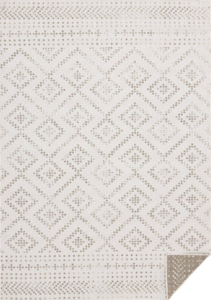 HomeRoots 5' Taupe and Cream Geometric Area Rug - Modern Style, Durable, Stain-Resistant for High-Traffic Areas 661322