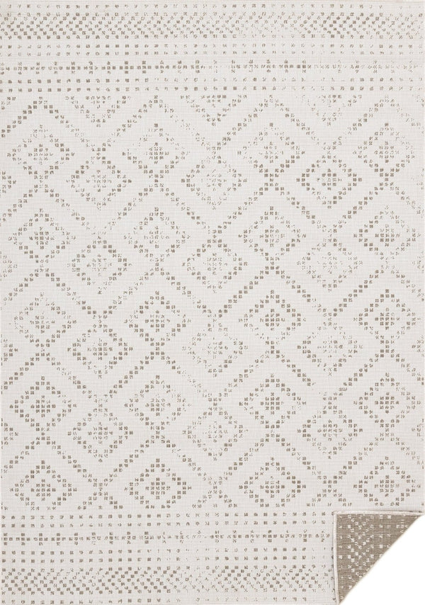 HomeRoots 5' Taupe and Cream Geometric Area Rug - Modern Style, Durable, Stain-Resistant for High-Traffic Areas 661322