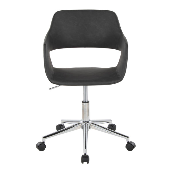 English Elm Margarite Modern Task Chair In Grey Faux Leather With Chrome Base – Ergonomic Comfort & Style B202P223922