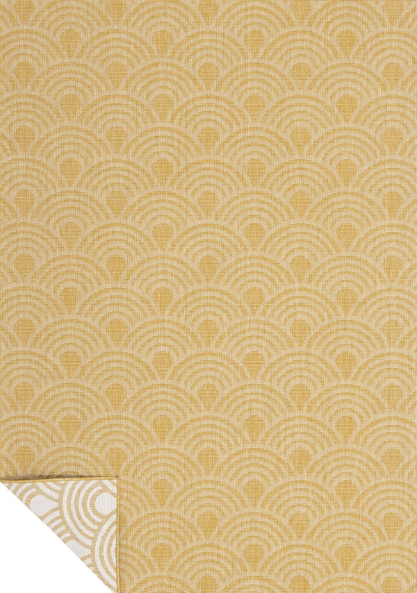 HomeRoots 5' Modern Yellow and Beige Geometric Area Rug - Durable, Stain-Resistant Design for Any Space 5' X 8' 661326