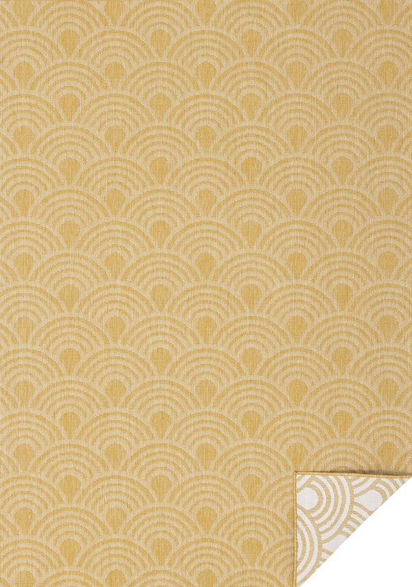 HomeRoots 5' Modern Yellow and Beige Geometric Area Rug - Durable, Stain-Resistant Design for Any Space 5' X 8' 661326