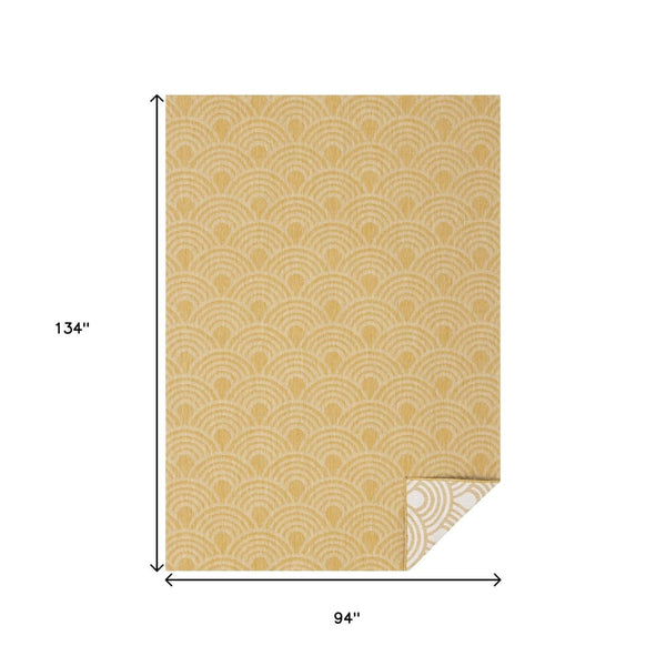 HomeRoots 5' Modern Yellow and Beige Geometric Area Rug - Durable, Stain-Resistant Design for Any Space 8' X 11' 661327