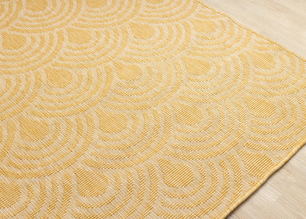 HomeRoots 5' Modern Yellow and Beige Geometric Area Rug - Durable, Stain-Resistant Design for Any Space 8' X 11' 661327