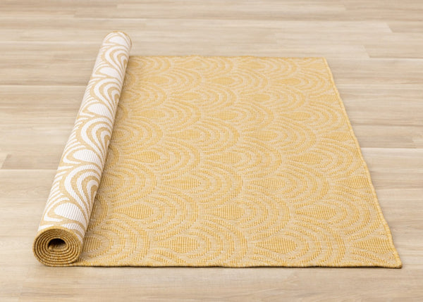 HomeRoots 5' Modern Yellow and Beige Geometric Area Rug - Durable, Stain-Resistant Design for Any Space 8' X 11' 661327