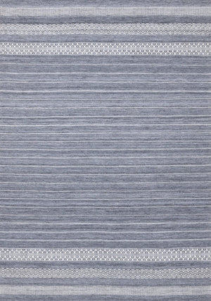 HomeRoots 5' Hand-Woven Gray and White Striped Area Rug - Durable, Stain-Resistant, and Artisanal Charm 5' X 8' 661331