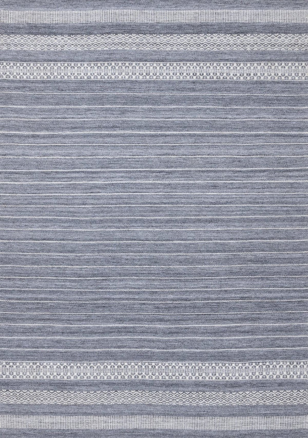 HomeRoots 5' Hand-Woven Gray and White Striped Area Rug - Durable, Stain-Resistant, and Artisanal Charm 5' X 8' 661331