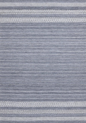 HomeRoots 5' Hand-Woven Gray and White Striped Area Rug - Durable, Stain-Resistant, and Artisanal Charm 5' X 8' 661331
