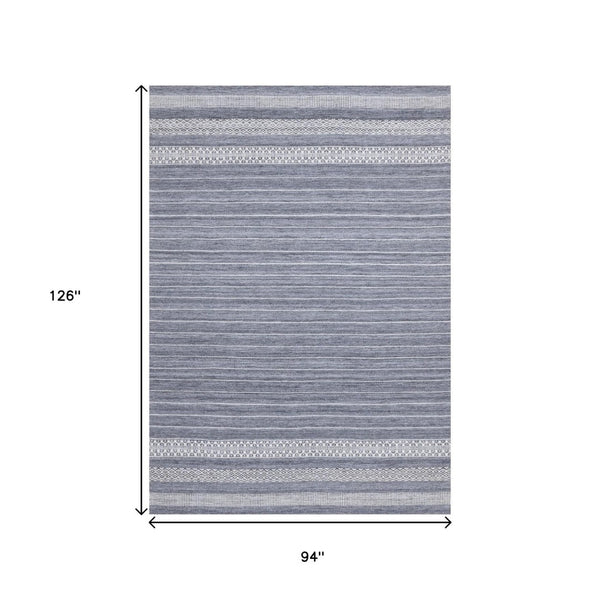 HomeRoots 5' Hand-Woven Gray and White Striped Area Rug - Durable, Stain-Resistant, and Artisanal Charm 8' X 11' 661332