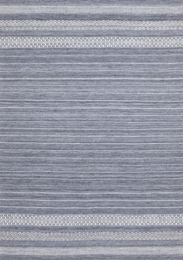 HomeRoots 5' Hand-Woven Gray and White Striped Area Rug - Durable, Stain-Resistant, and Artisanal Charm 8' X 11' 661332