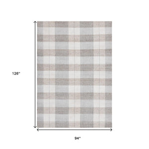 HomeRoots 5' Cream and Gray Geometric Area Rug - Hand-Woven, Stain-Resistant, Perfect for Modern Interiors 8' X 11' 661334