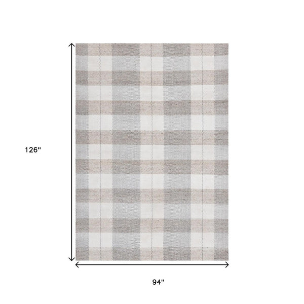 HomeRoots 5' Cream and Gray Geometric Area Rug - Hand-Woven, Stain-Resistant, Perfect for Modern Interiors 8' X 11' 661334