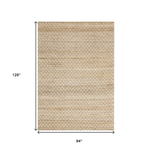 HomeRoots 5' Hand-Woven Jute Area Rug in Beige & Light Brown - Stylish Geometric Design for Modern Spaces 8' X 11' 661336