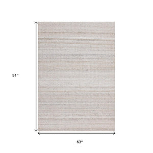 HomeRoots 5' Hand-Woven Cream and Beige Geometric Area Rug - Soft, Stain-Resistant, Perfect for Modern Spaces 5' X 8' 661337