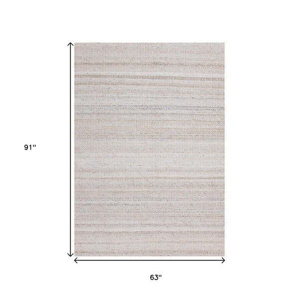 HomeRoots 5' Hand-Woven Cream and Beige Geometric Area Rug - Soft, Stain-Resistant, Perfect for Modern Spaces 5' X 8' 661337
