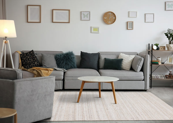 HomeRoots 5' Hand-Woven Cream and Beige Geometric Area Rug - Soft, Stain-Resistant, Perfect for Modern Spaces 8' X 11' 661338