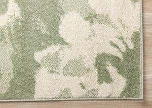 HomeRoots 5' Botanical Leaves Area Rug - Green and Cream, Stain-Resistant, Durable, Modern Design for Homes 8' X 11' 661340